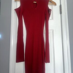 red sweater dress